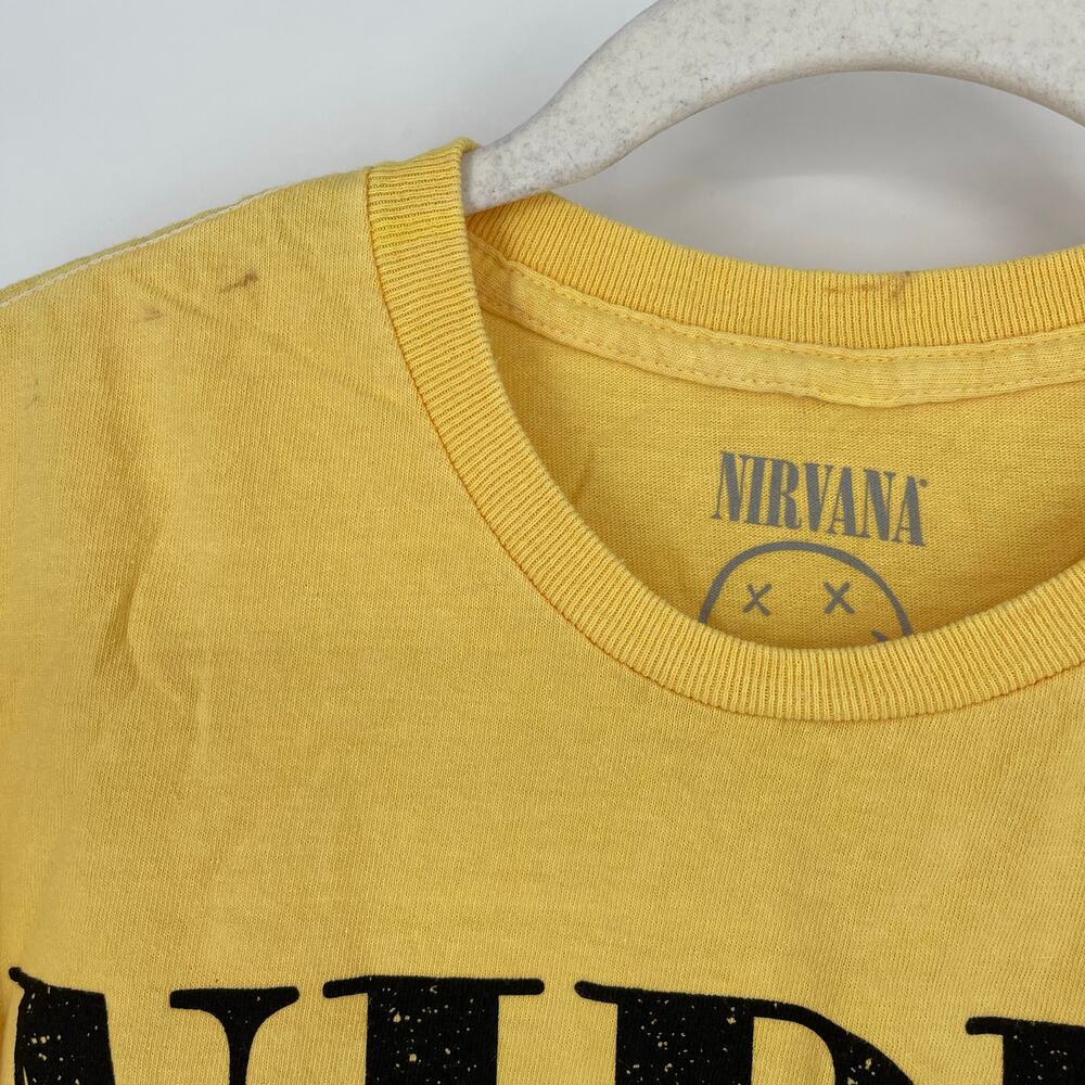 Officially Licensed Nirvana Nevermind Smiley Grunge Tee Yellow Medium - Picture 7 of 8